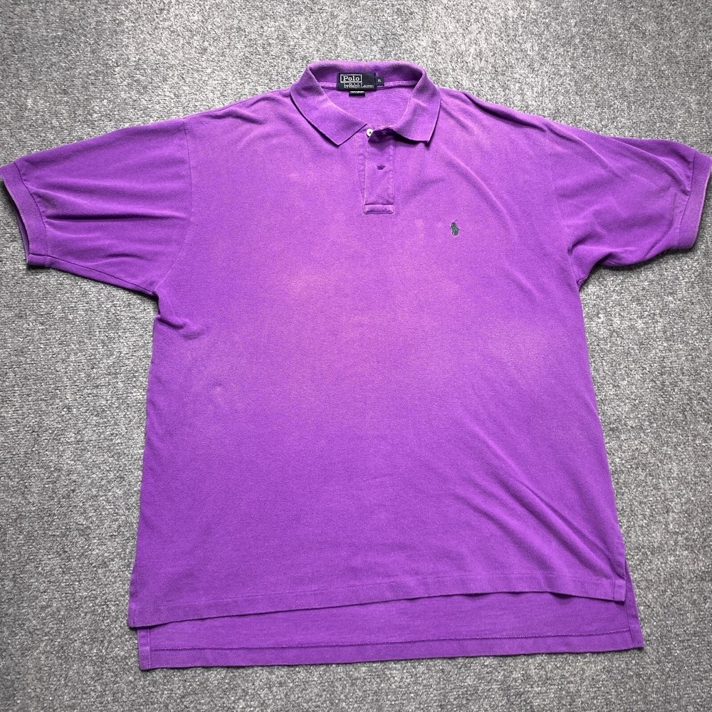 Vintage Polo Ralph Lauren Shirt Mens XL Purple Short Sleeve Cotton Pique Pony